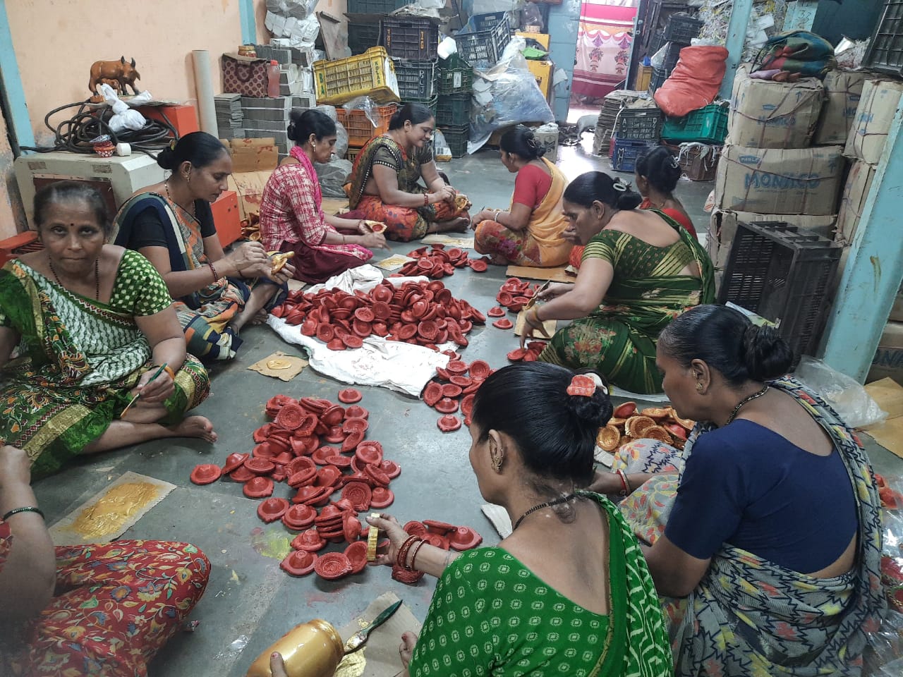 Volunteers working together